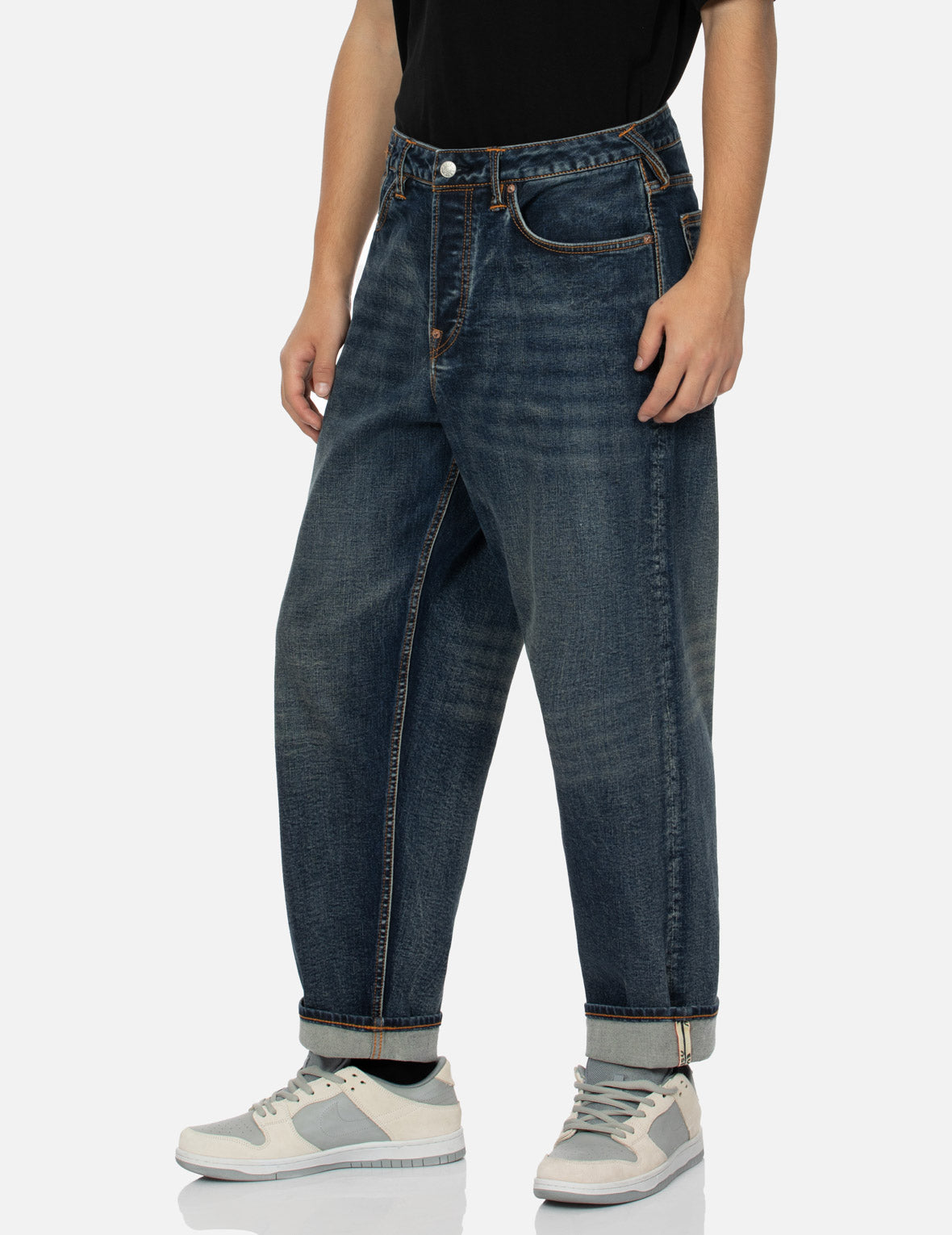 Washed Logo & Godhead Slot Coated Relaxed Fit Jeans for Men | Comfortable Stretch Denim Pants | Casual Streetwear & Everyday Wear