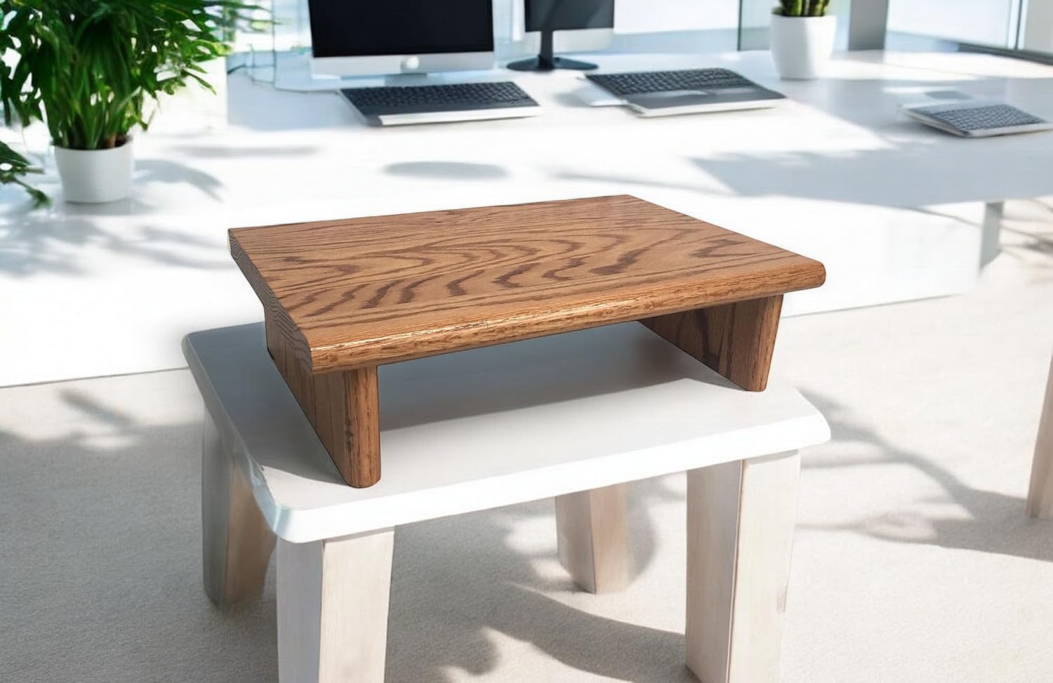 Premium Solid Oak Monitor Stand - 18