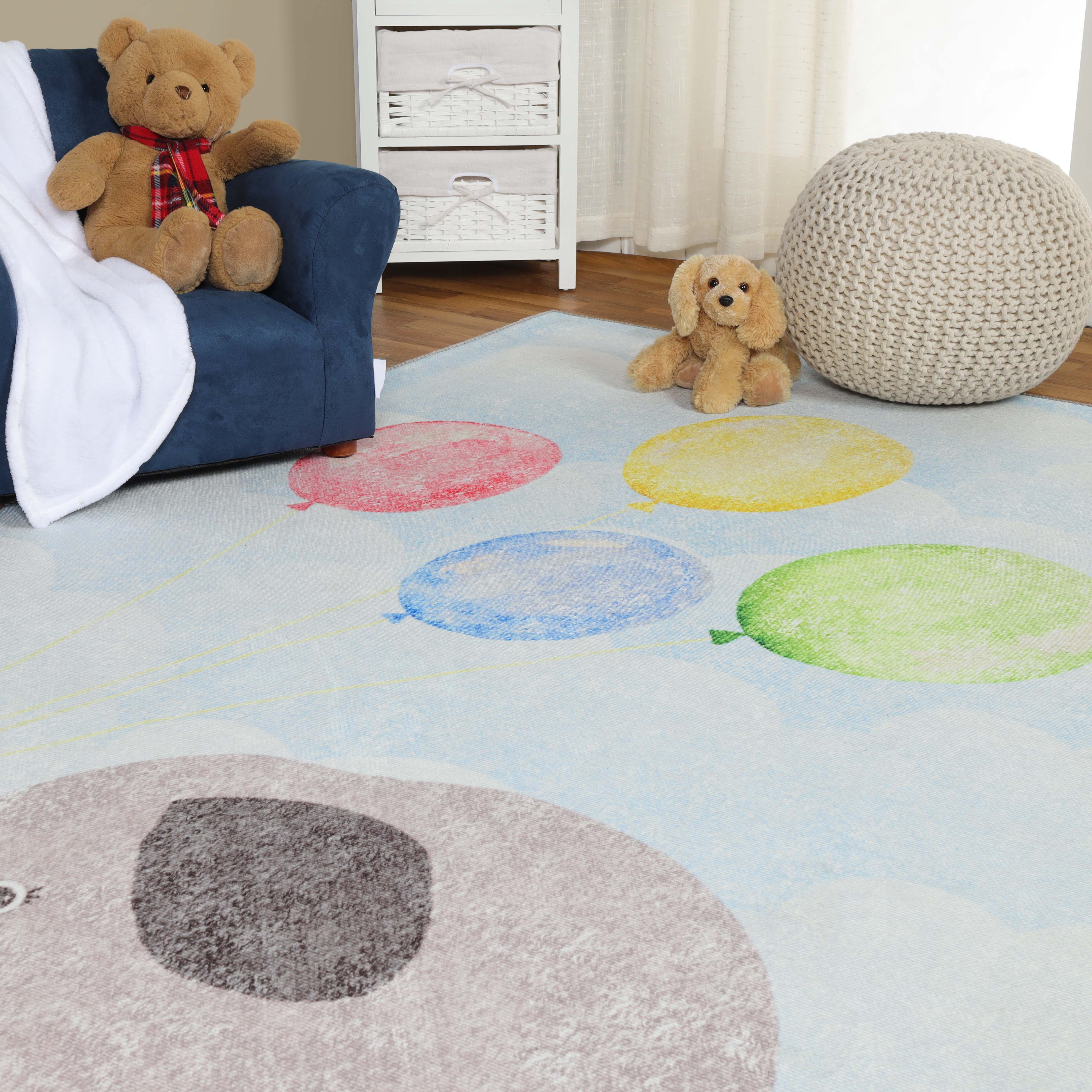 Vibrant Elephant Non-Slip Kids Playroom Rug - Soft & Safe Floor Mat for Nursery, Bedroom, and Play Areas