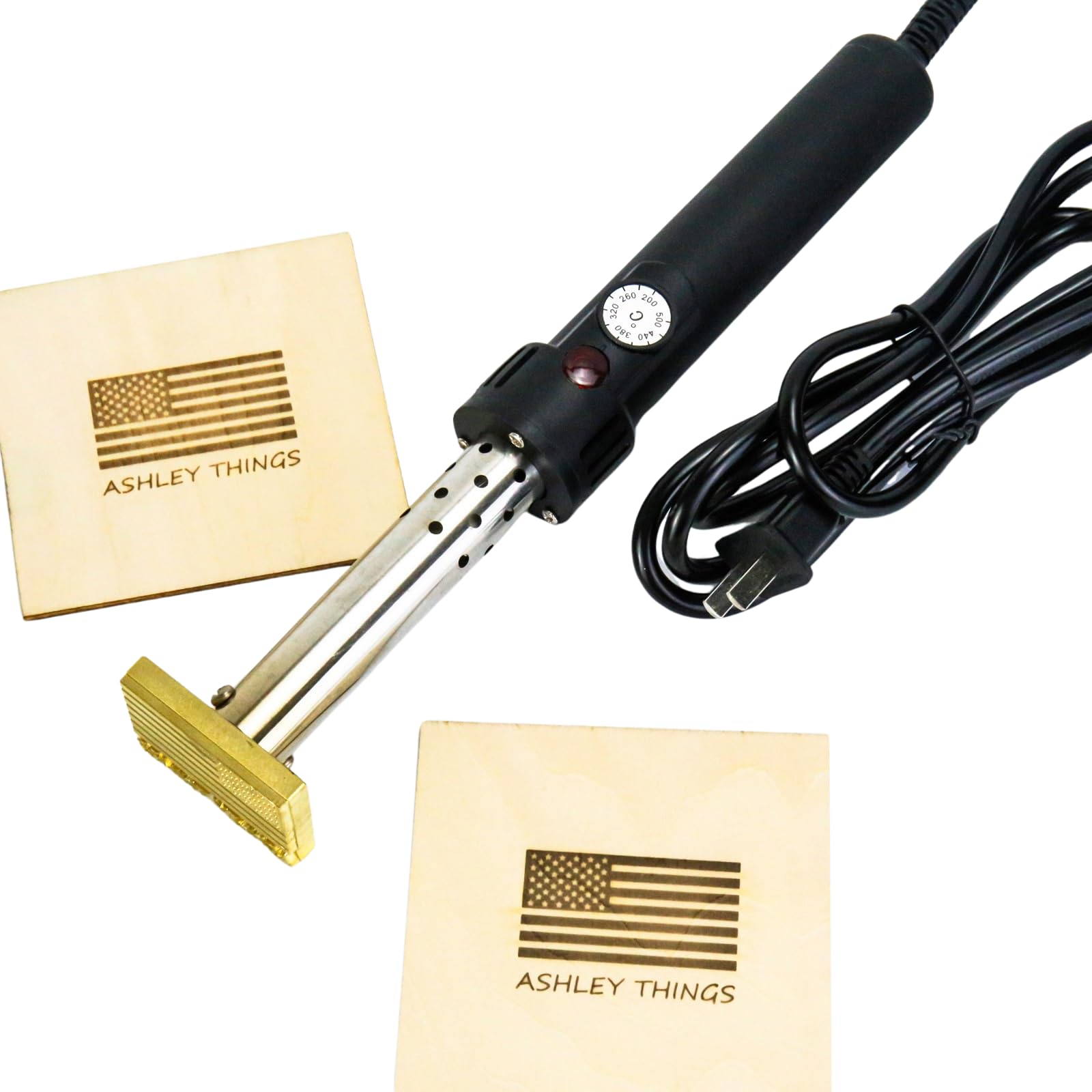 Custom Electric Branding Iron for Wood & Leather - Adjustable Temperature Controlled with Personalized Logo - Perfect for DIY Woodworking, Leather Crafting & Branding Projects (Black)
