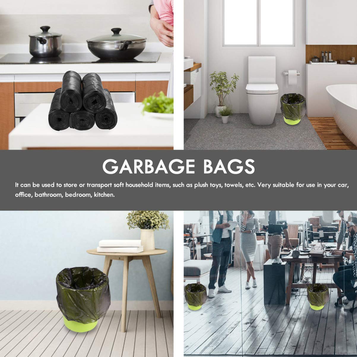 100pcs Heavy Duty Trash Bags for Kitchen & Outdoor Use