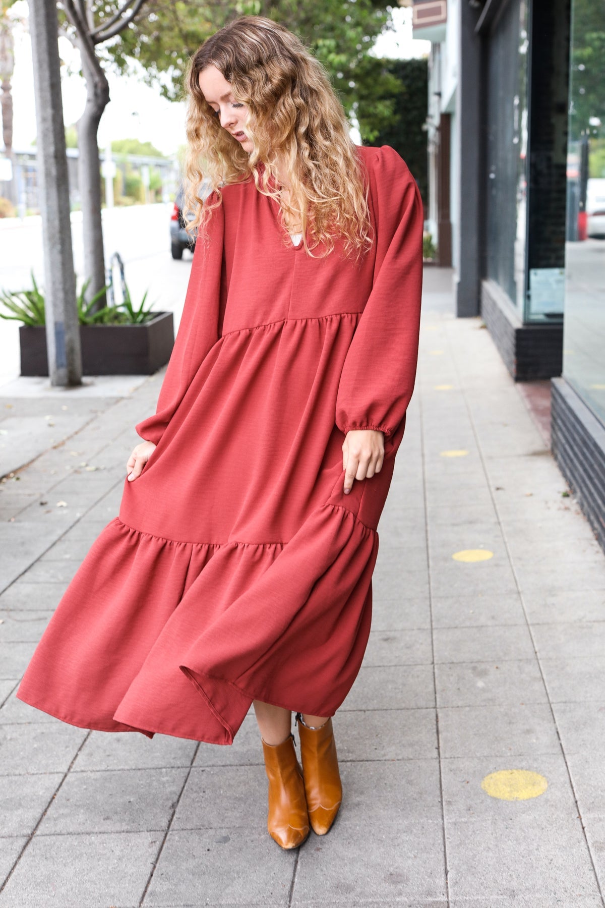 Elegant Notched Neck Frill Hem Tiered Maxi Dress for Women - Boho Summer Beach Party, Wedding Guest, Vacation Outfit