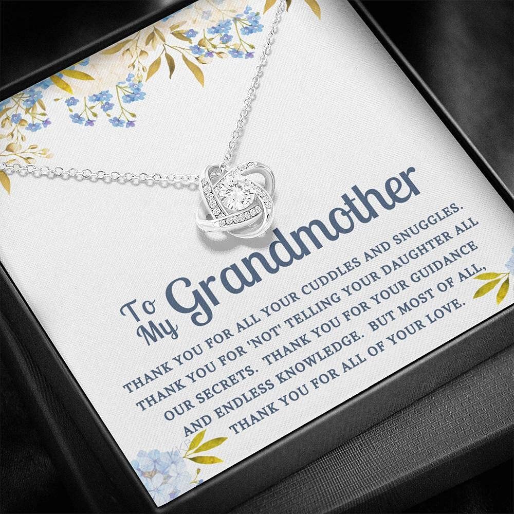 Personalized Message Card Necklace - Handmade Grandma Jewelry Gift for Christmas, Birthday, Anniversary | Engravable Love Knot Pendant for Grandmother, Granddaughter & Family | Perfect for Special Occasions & Heartfelt Moments