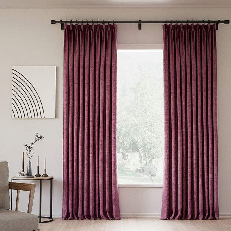 Pinch Pleated Blackout Curtains - 100% Linen Memory Trained Drapes in Natural Chocolate for Living Room & Bedroom | Noise Reducing & Thermal Insulated Window Treatments for Home Decor