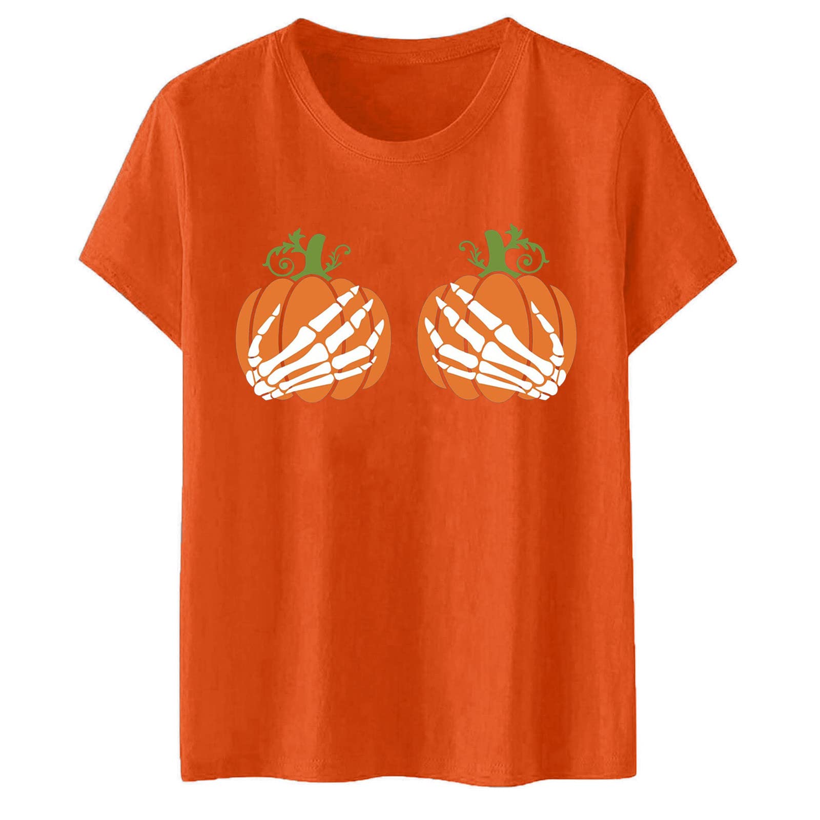 XINSHIDE Women's Halloween Printed Short Sleeve T-Shirts - Solid Color O-Neck Blouse Tees for Petite Women | Casual Wear, Costume Parties & Everyday Outfits