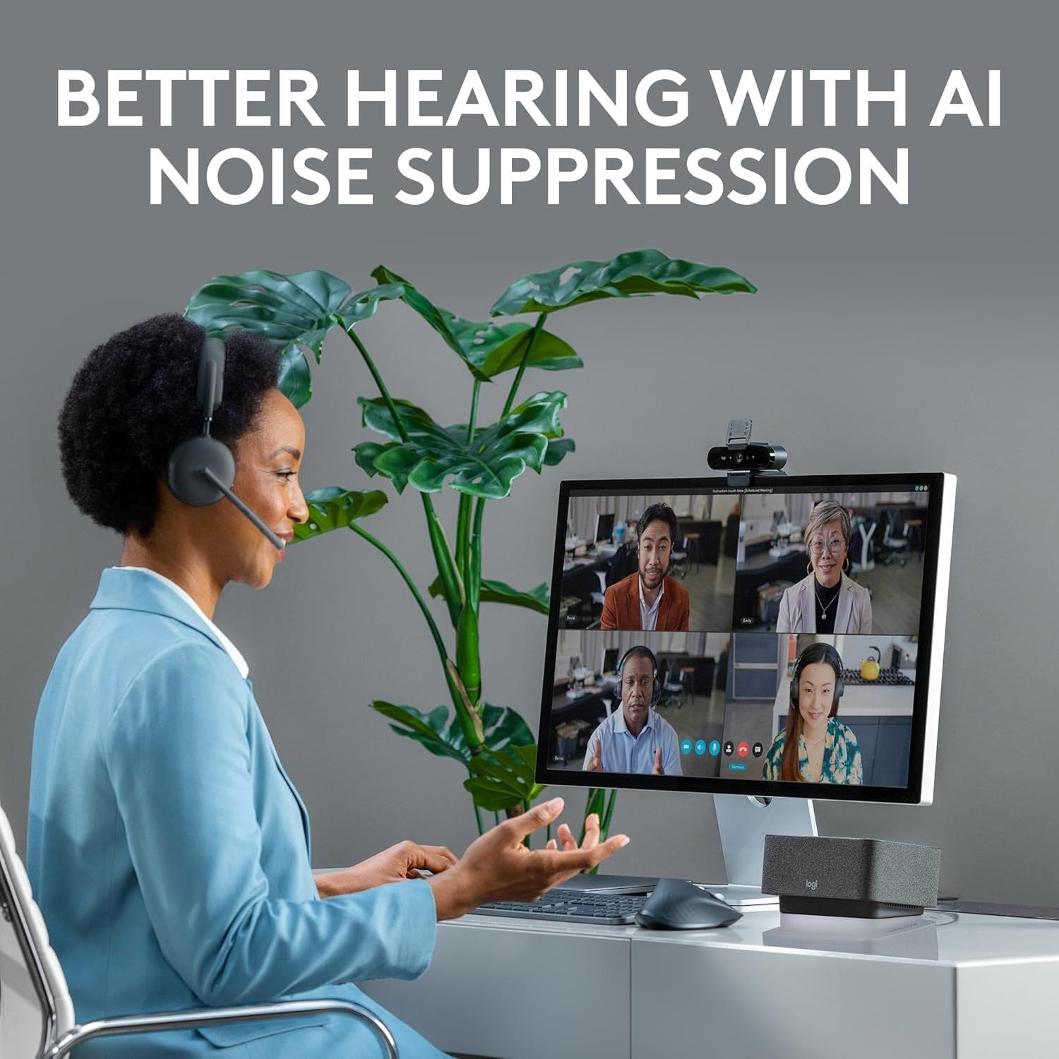 Logitech Zone 950 Premium Noise Canceling Wireless Headset with Hybrid ANC, Bluetooth 5.0, USB-C & USB-A - Certified for Zoom, Google Meet, Microsoft Teams - Graphite (Renewed) - Perfect for Remote Work, Online Meetings & Gaming
