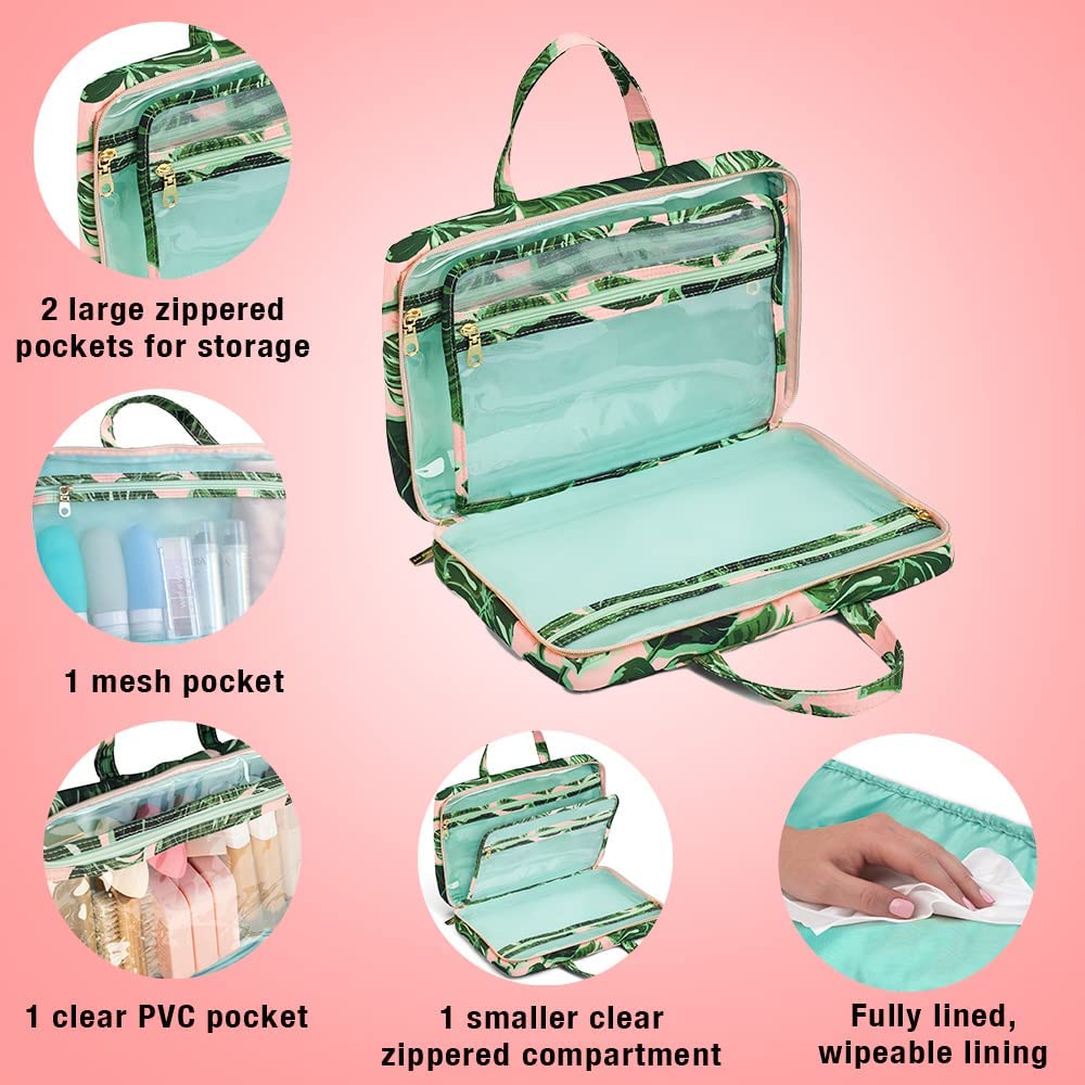 Conair Travel Toiletry Bag for Women & Men - Waterproof Cosmetic Makeup Organizer with Hanging Hook - Perfect for Airplane, Gym, Camping & Vacation Essentials