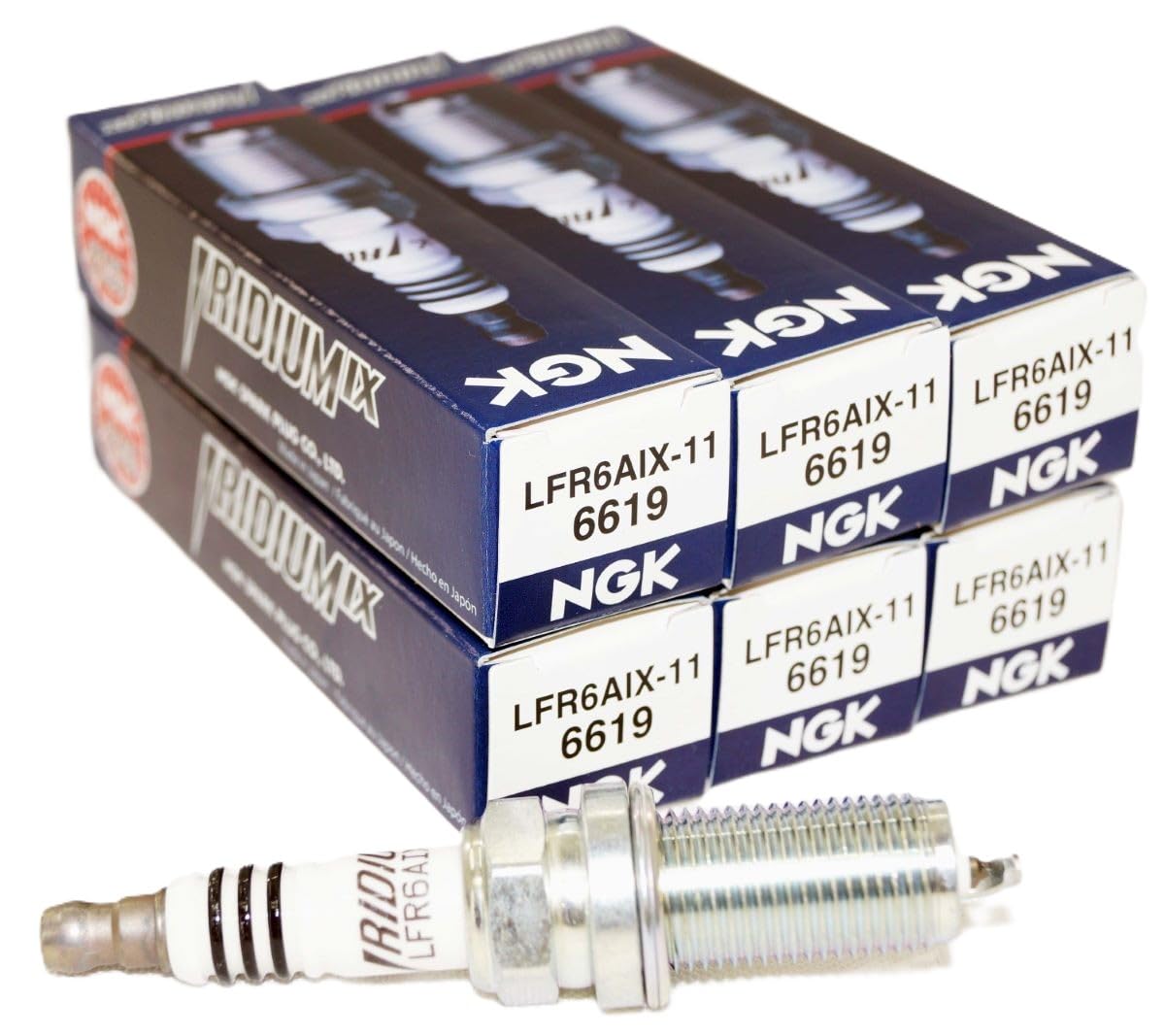 NGK 6619 Iridium IX Spark Plugs LFR6AIX-11 - Pack of 6 | High Performance Ignition Plugs for Cars, Trucks & SUVs | Improves Fuel Efficiency & Engine Power