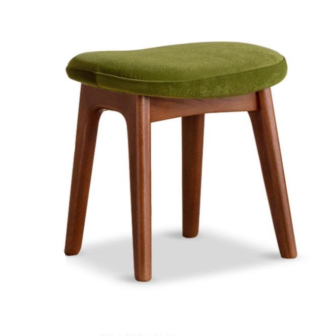 Solid Oak & Cherry Wood Makeup Stool - Natural Wood Vanity Seat with Storage for Bedroom, Bathroom & Dressing Room