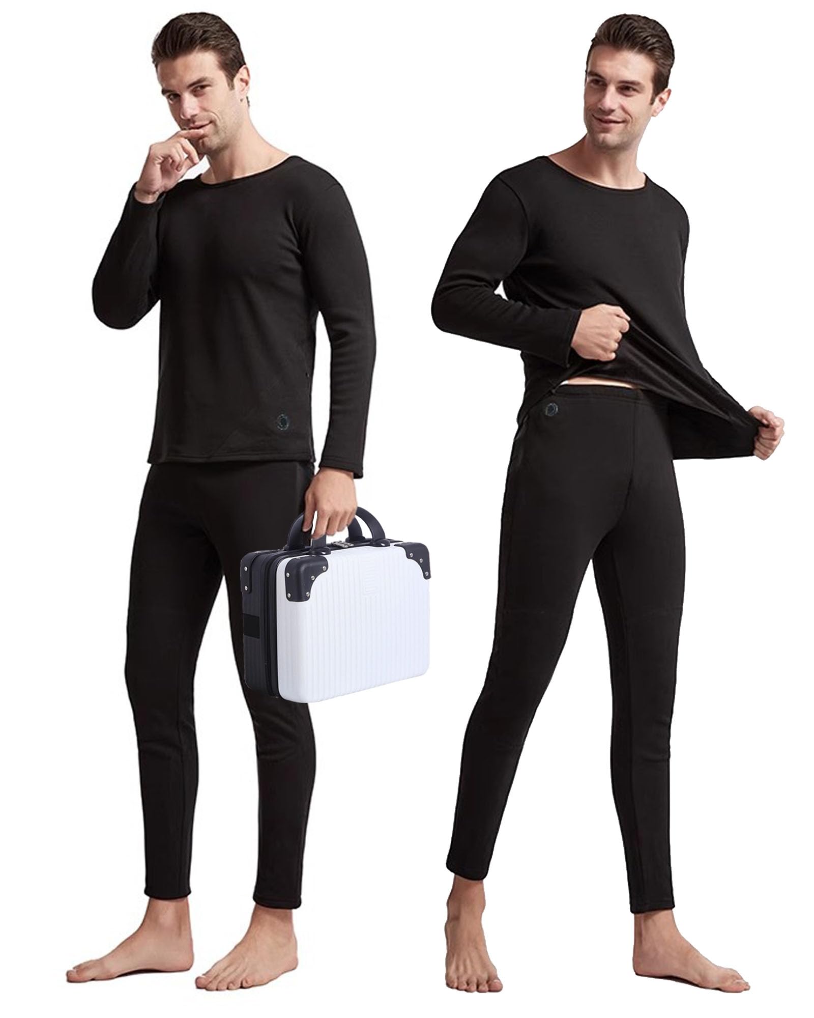 Men's Electric Heated Thermal Underwear Set - Battery Powered Winter Base Layer for Outdoor Sports & Cold Weather Activities - Perfect for Skiing, Hiking, Camping and Winter Work