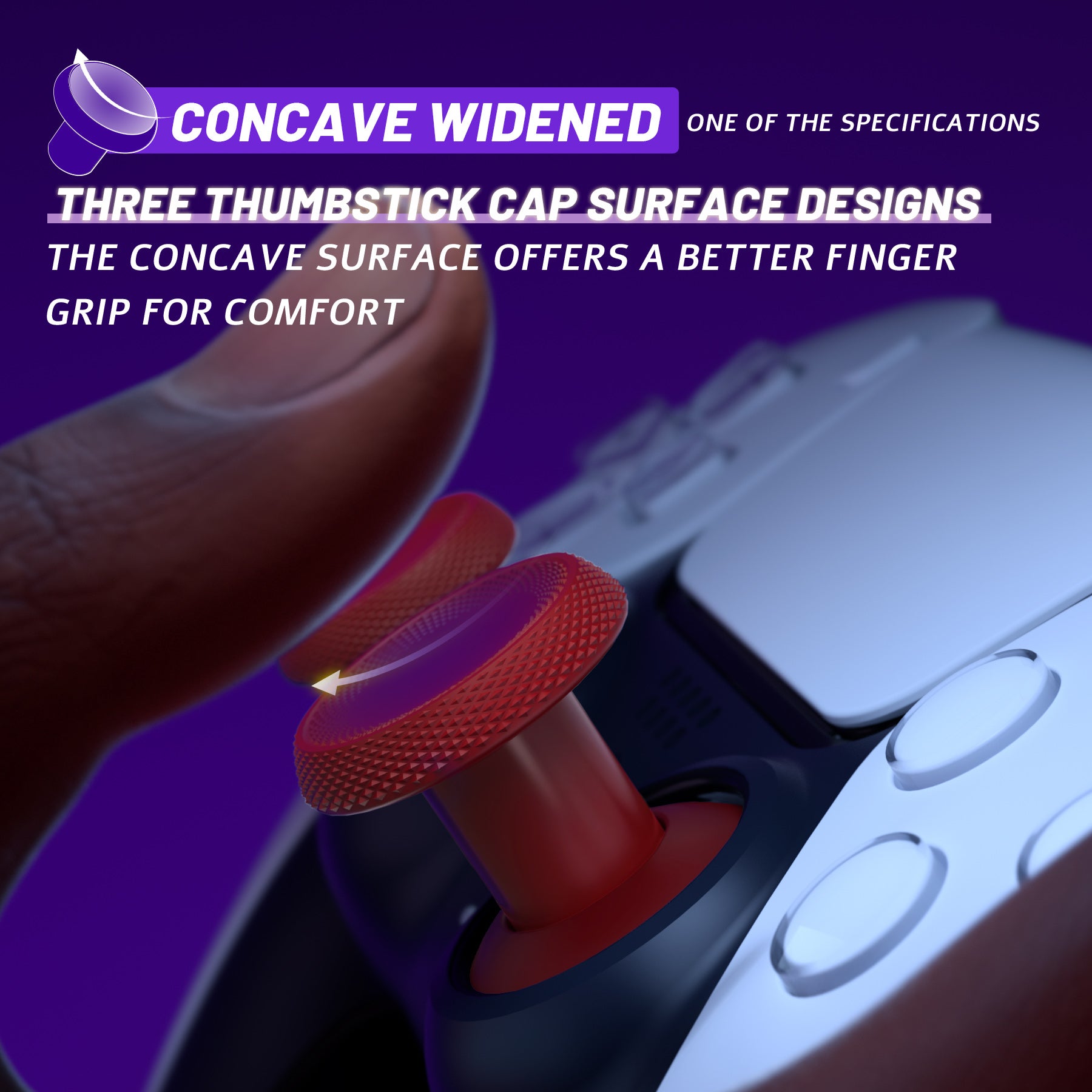 eXtremeRate ThumbsGear V3 Interchangeable Ergonomic Thumbsticks for PS5 & PS4 Controller - 4 Height Adjustable Convex & Concave Grip Joysticks (Carmine Red) - Perfect for FPS, Racing & Action Games - NNFPFM004