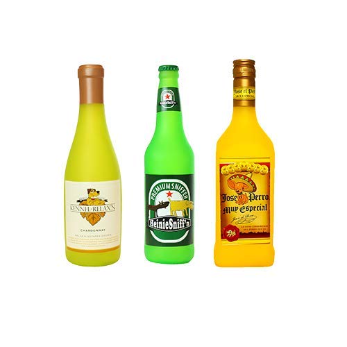 Durable Vinyl Floating Wine Bottle Dog Toy - Chew Proof & Strong Novelty Play Toy for Pets (Combo Pack #2) - Perfect for Pool, Beach & Indoor Playtime