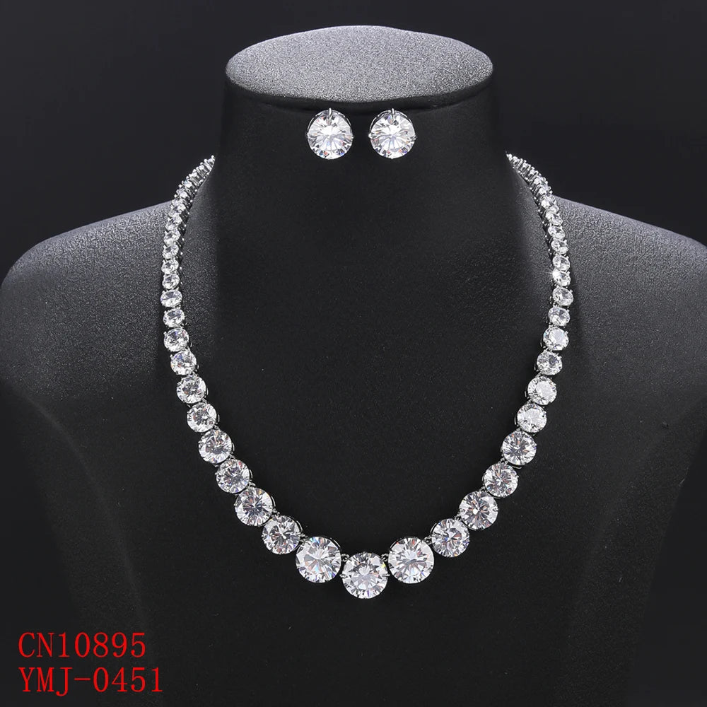 Elegant Cubic Zirconia Bridal Jewelry Set - Wedding Necklace & Earrings for Bride, Bridesmaids, and Formal Occasions | CN10895