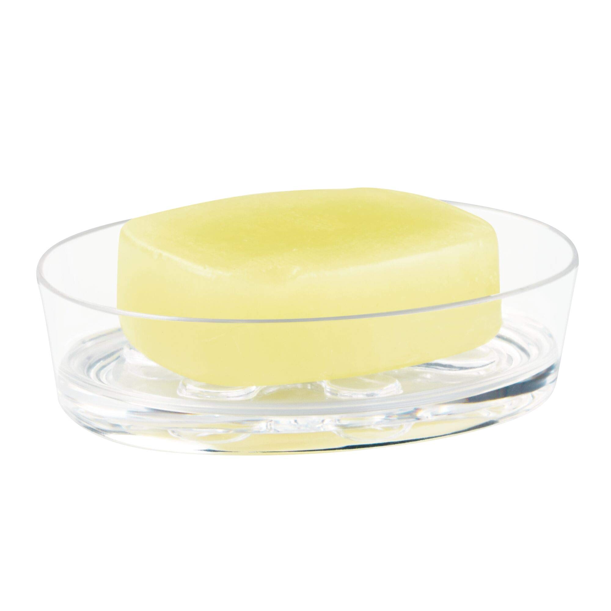 InterDesign Eva Bar Soap Dish - Clear Plastic Soap Holder for Bathroom Vanity, Kitchen Sink - Durable & Non-Slip Design for Showers, Countertops, and Wet Areas