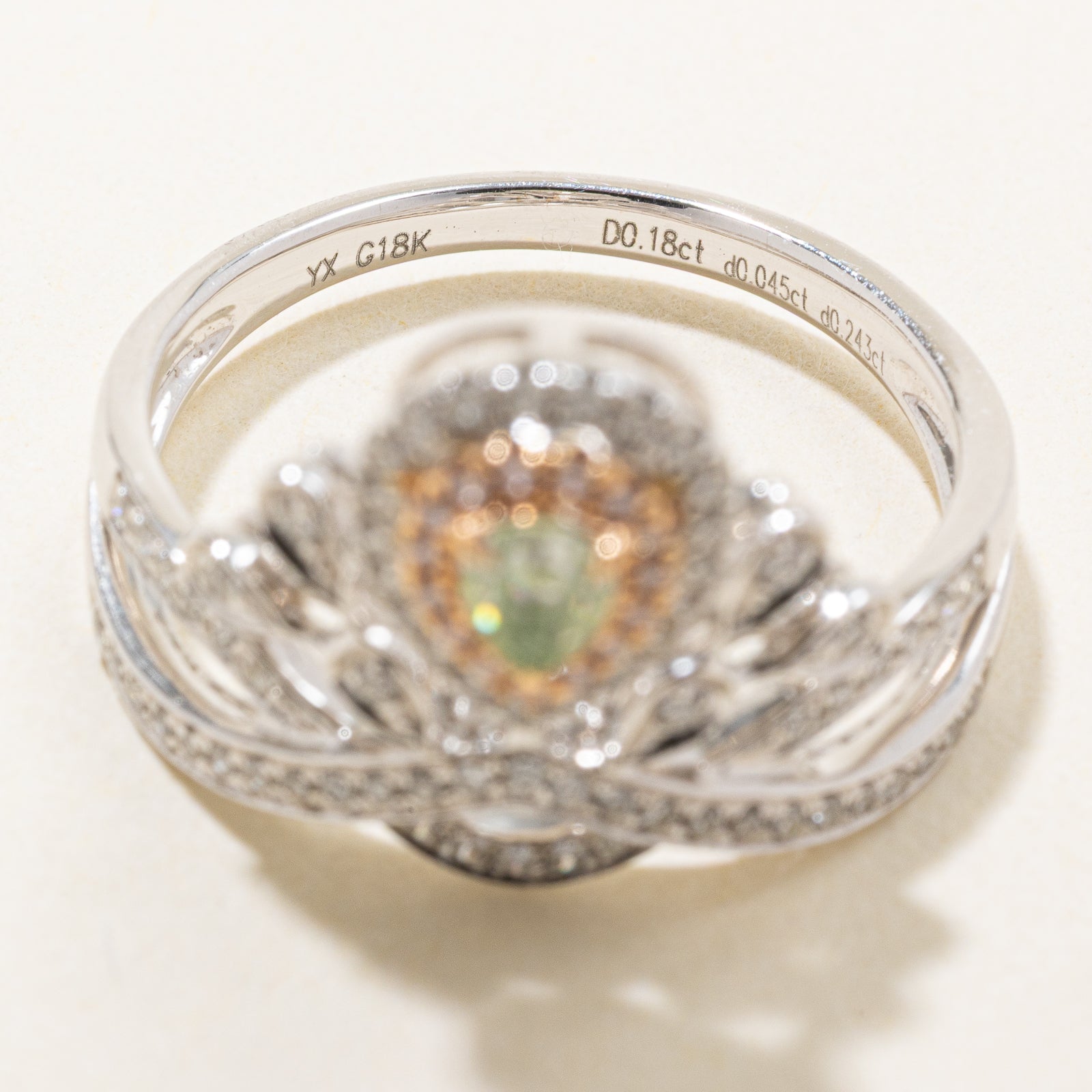 Exquisite Fancy Color Diamond Chevron Ring | 0.18ct Center Stone | 0.45ctw Total Weight | 0.243ctw Side Stones | Size 6 | Perfect for Engagement, Anniversary & Special Occasion Gifts
