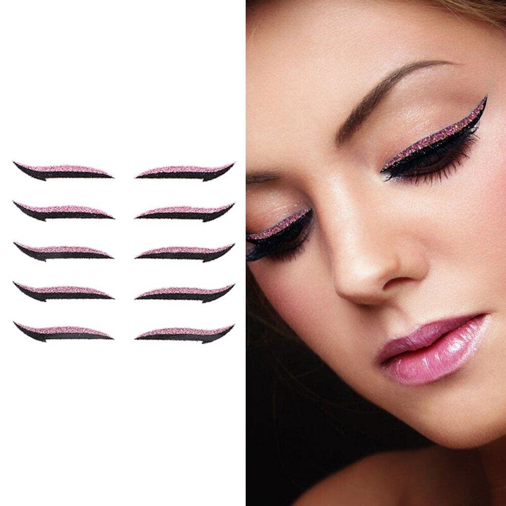Fopytu Glitter Eyeliner Stickers - Self-Adhesive Waterproof Eye Makeup Strips for Instant Glam Look | Perfect for Parties, Halloween, Cosplay & Special Occasions
