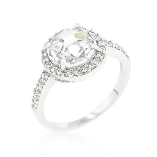 Halo Style Faceted Engagement Ring - 1.5ct Round Cut Diamond Wedding Band for Women - Perfect for Proposals, Anniversaries & Bridal Jewelry