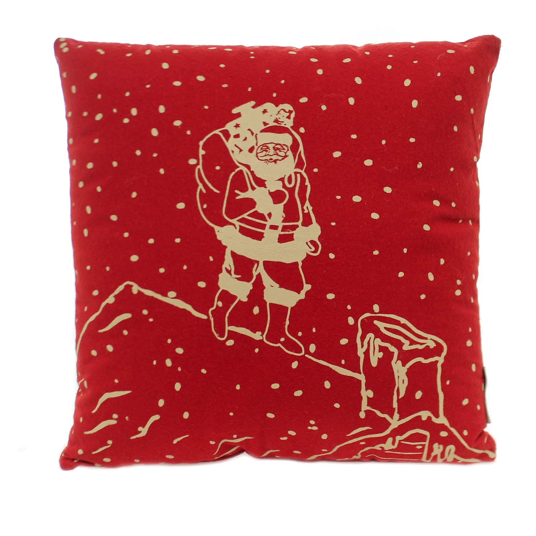 Ho Ho Ho Christmas Throw Pillow - 15.25 Inch Santa Rooftop Decor Fabric Cushion | Perfect for Holiday Sofa Decor, Festive Home Accent & Cozy Living Room