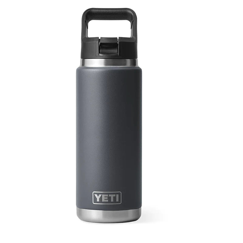 26 oz Rambler Insulated Stainless Steel Water Bottle with Straw - Charcoal - Perfect for Hiking, Gym & Outdoor Adventures