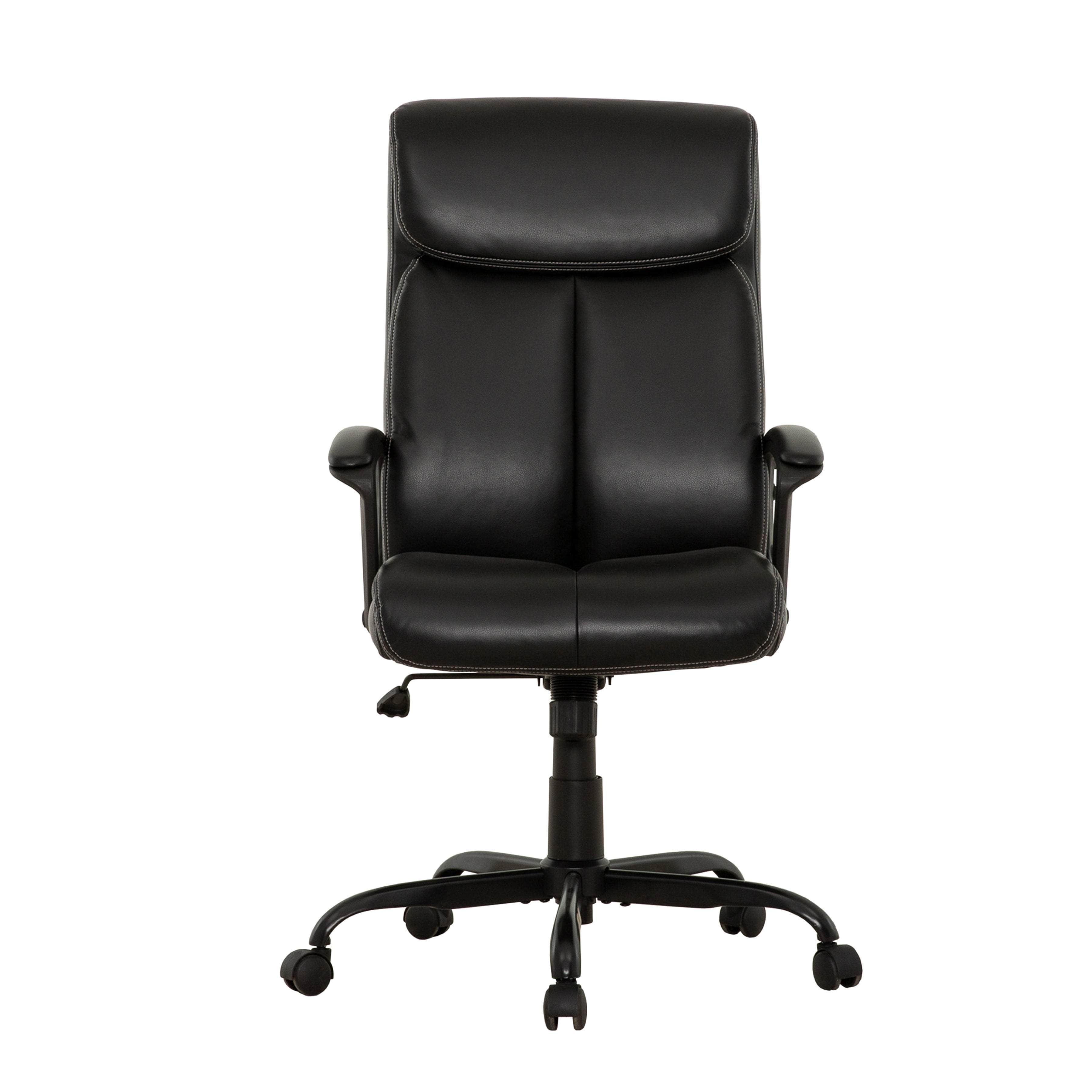 Sealy Zeus Black Faux Leather Swivel Office Chair - Ergonomic Executive Desk Chair for Home & Office Workspace