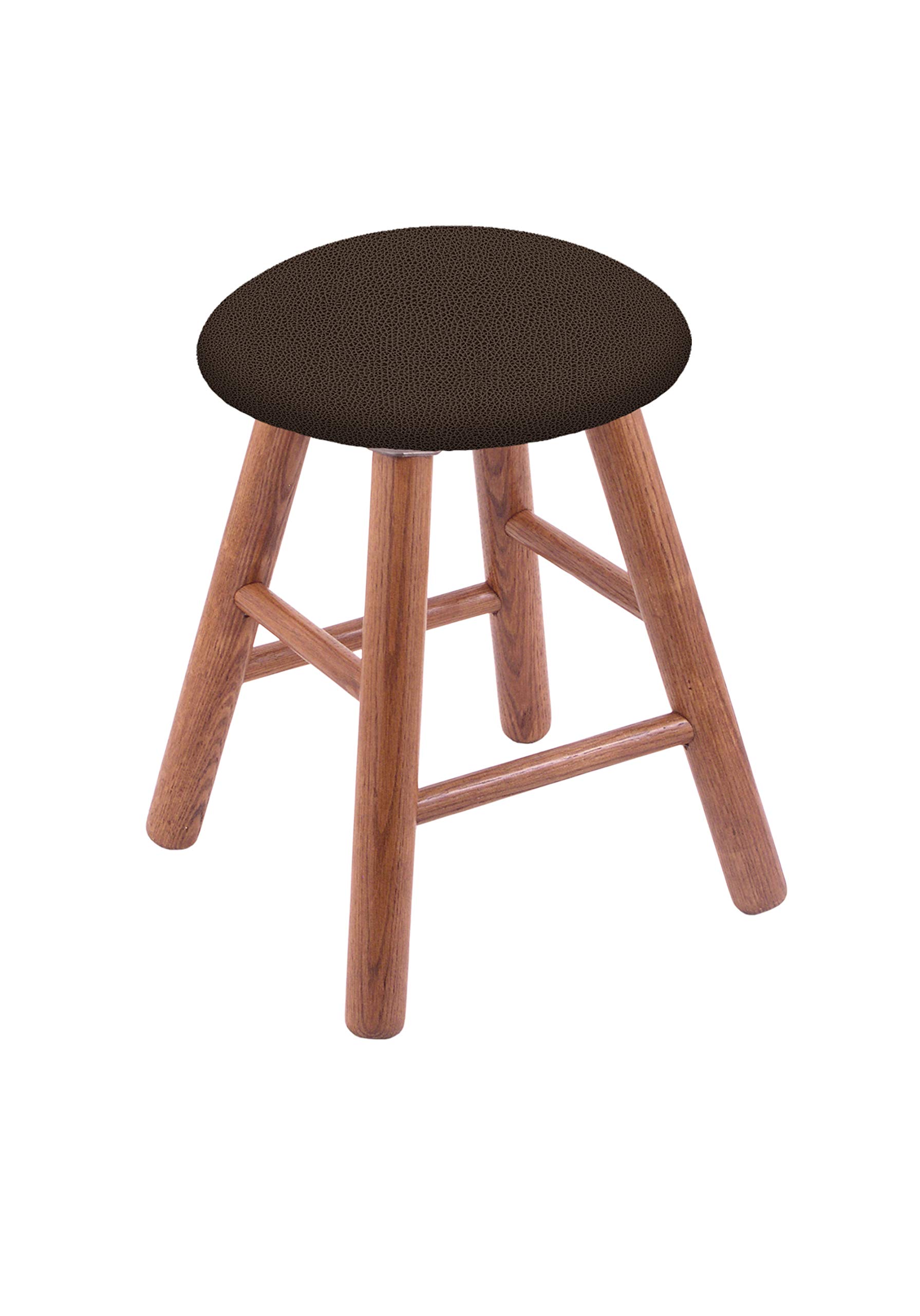 Oak Vanity Stool with Rein Coffee Seat - Medium Finish Wooden Makeup Stool for Bedroom, Dressing Table & Bathroom