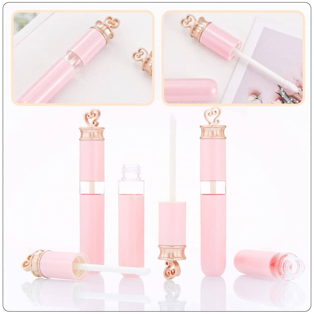 Beaupretty 6 Pack Refillable Lip Gloss Tubes - Clear Travel Size Lipstick Containers with Pink Caps | Perfect for DIY Lip Balm, Makeup Storage & Mini Cosmetic Organizers (PP Plastic Vials)