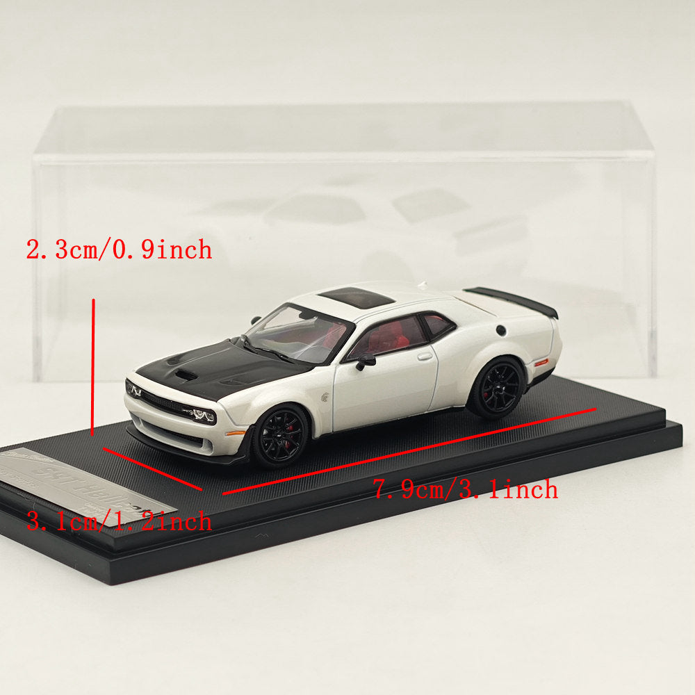 1:64 Scale Dodge SRT Hellcat Diecast Metal Car Model - White with Carbon Accents - Collectible Muscle Sports Car for Display & Racing Enthusiasts