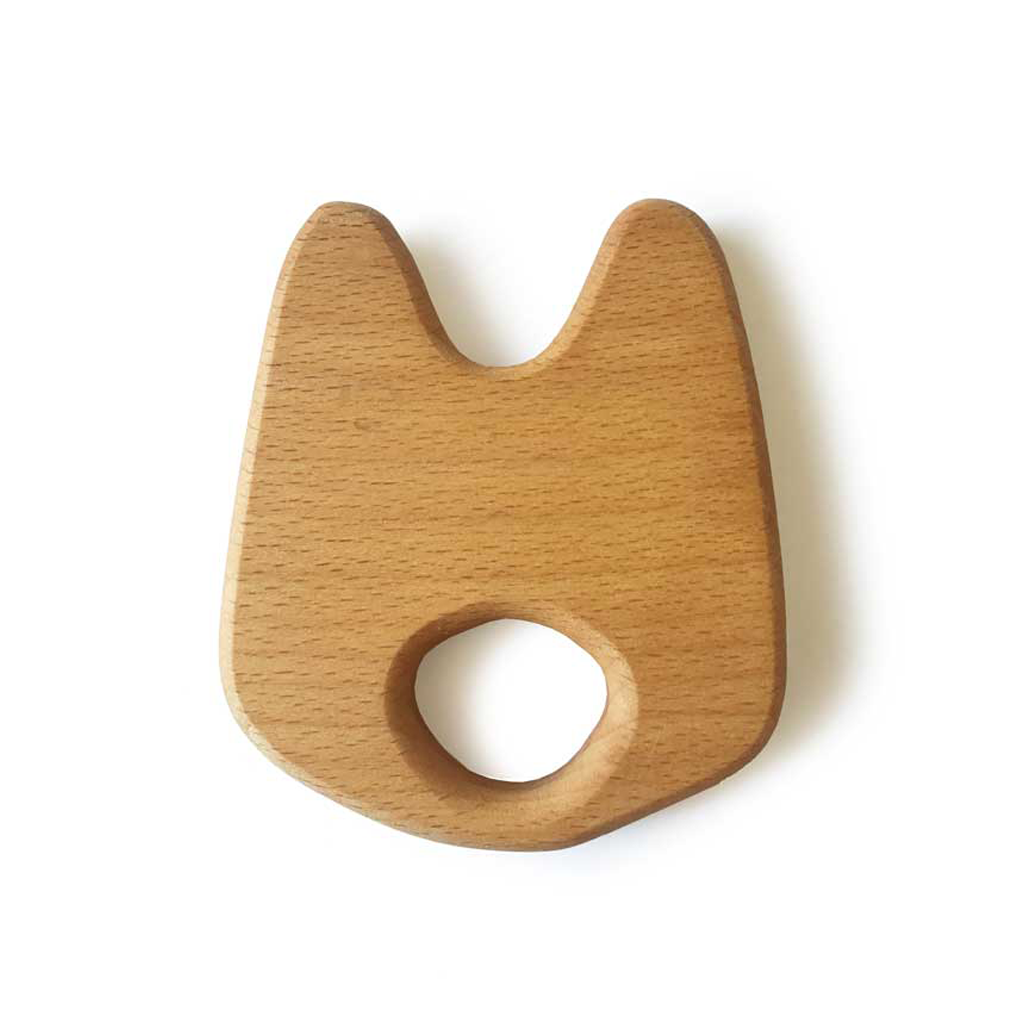 Organic Wooden Teether Toy for Babies - Safe & Natural Soothing Chew Toy for Teething Infants - Perfect for Home, Travel & Daycare Use