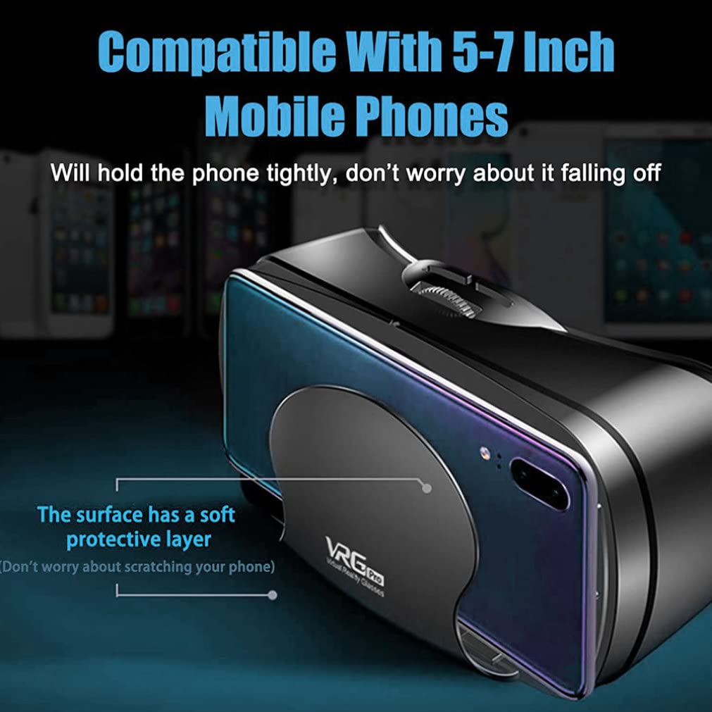 Tadoiooy VR Headset 3D Virtual Reality Glasses - Comfortable Adjustable Distance with Remote Control for 3D Movies & Gaming - Black Smartphone VR Headset - Perfect for Home Entertainment & Immersive Gaming Experience