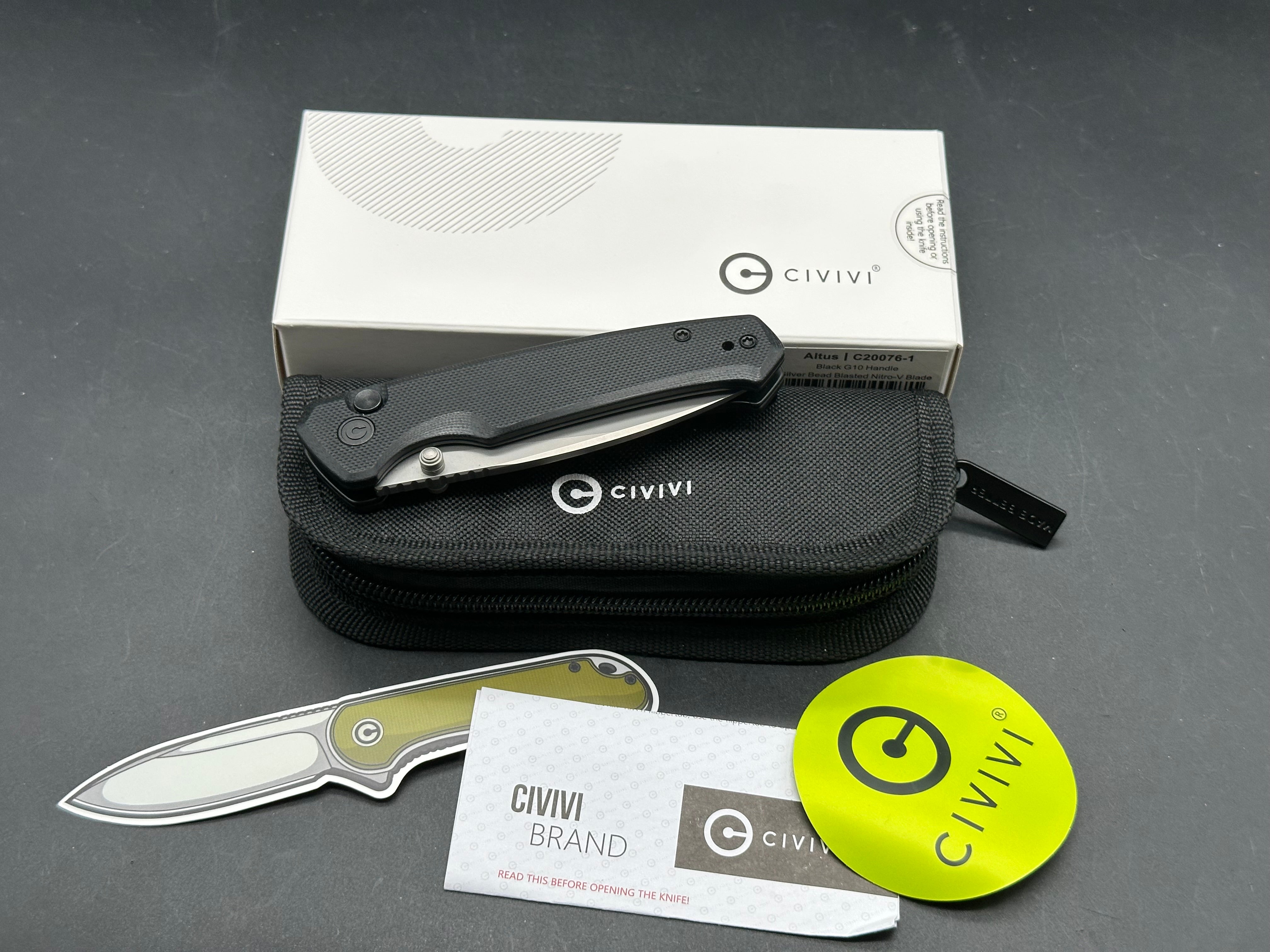 Civivi Altus Folding Pocket Knife - Black G10 Handle, Nitro-V Steel Blade - EDC, Outdoor, Camping, Survival Gear