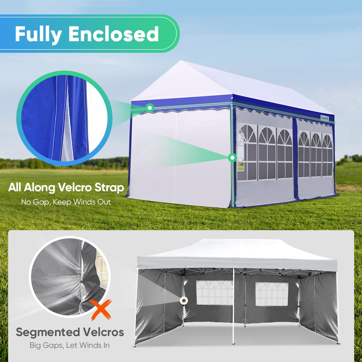 Quictent Heavy Duty 10'x20' Pop Up Canopy Tent with 6 Sidewalls - Commercial Grade Waterproof Outdoor Party Shelter for Weddings, Events, Markets - Includes 6 Sand Bags (White) | Perfect for Outdoor Gatherings, Trade Shows & Backyard Parties