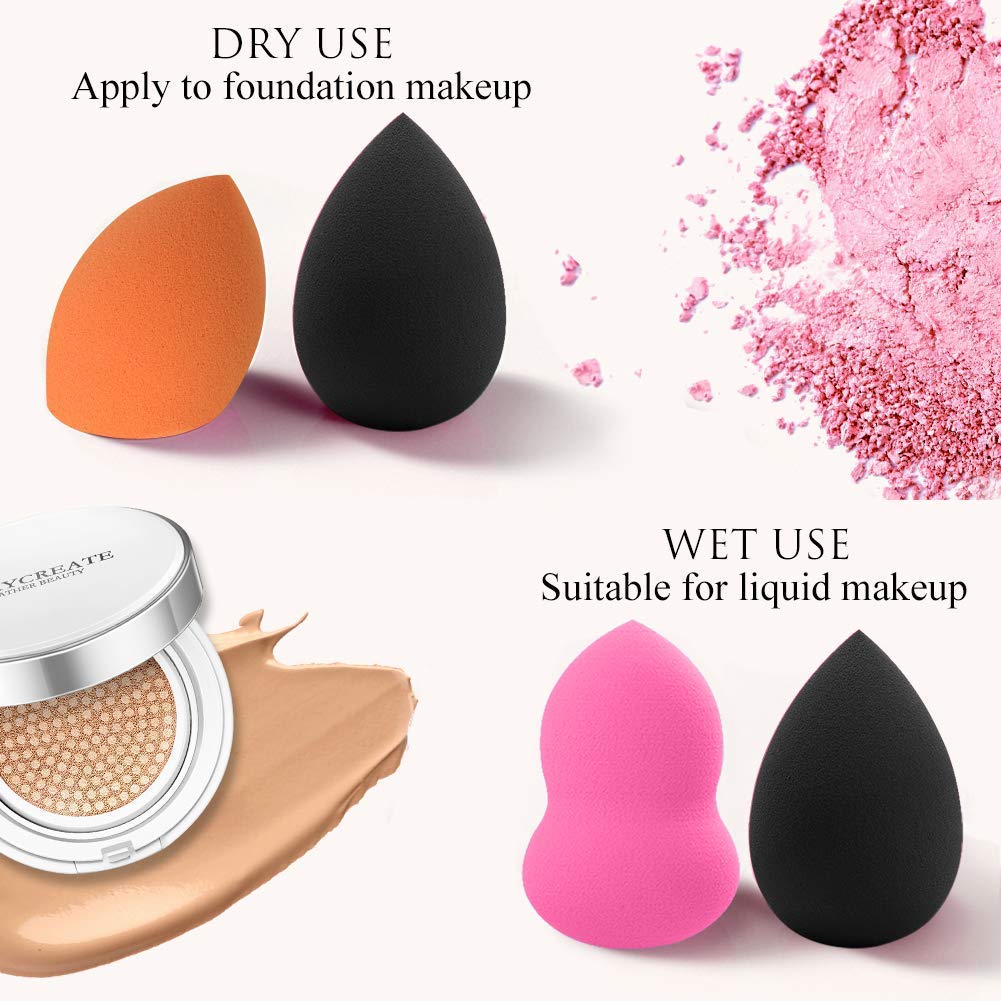 ELIIOUS 6 Pcs Makeup Sponge Set - Non-Latex Beauty Blender for Liquid & Powder Foundation, Professional Makeup Sponges for Dry & Wet Use, Multi-Colored Cosmetic Blending Sponges - Perfect for Everyday Makeup, Contouring & Flawless Finish