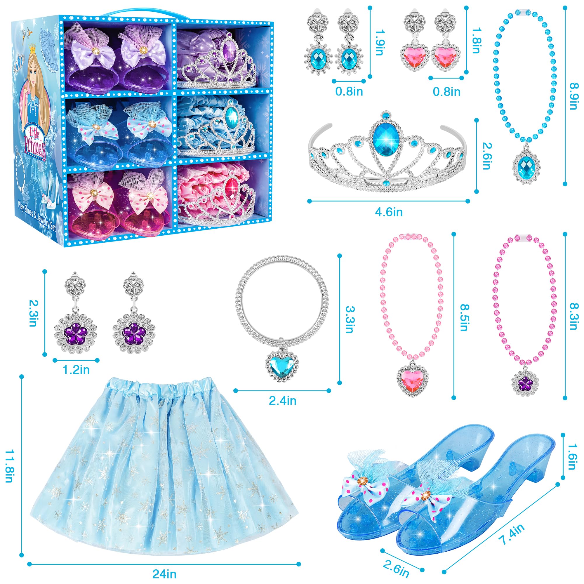 Princess Dress Up Set with Jewelry - Role Play Costume & Accessories for Girls Ages 3-6 | Perfect for Birthday Parties, Dress Up Play & Pretend Games