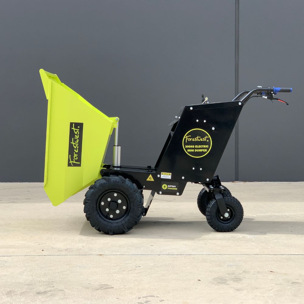 Forestwest 300KG Electric Wheelbarrow with Battery - Heavy Duty Automatic Dumping Mini Dumper for Construction, Gardening, and Landscaping Projects (Model BM11100)