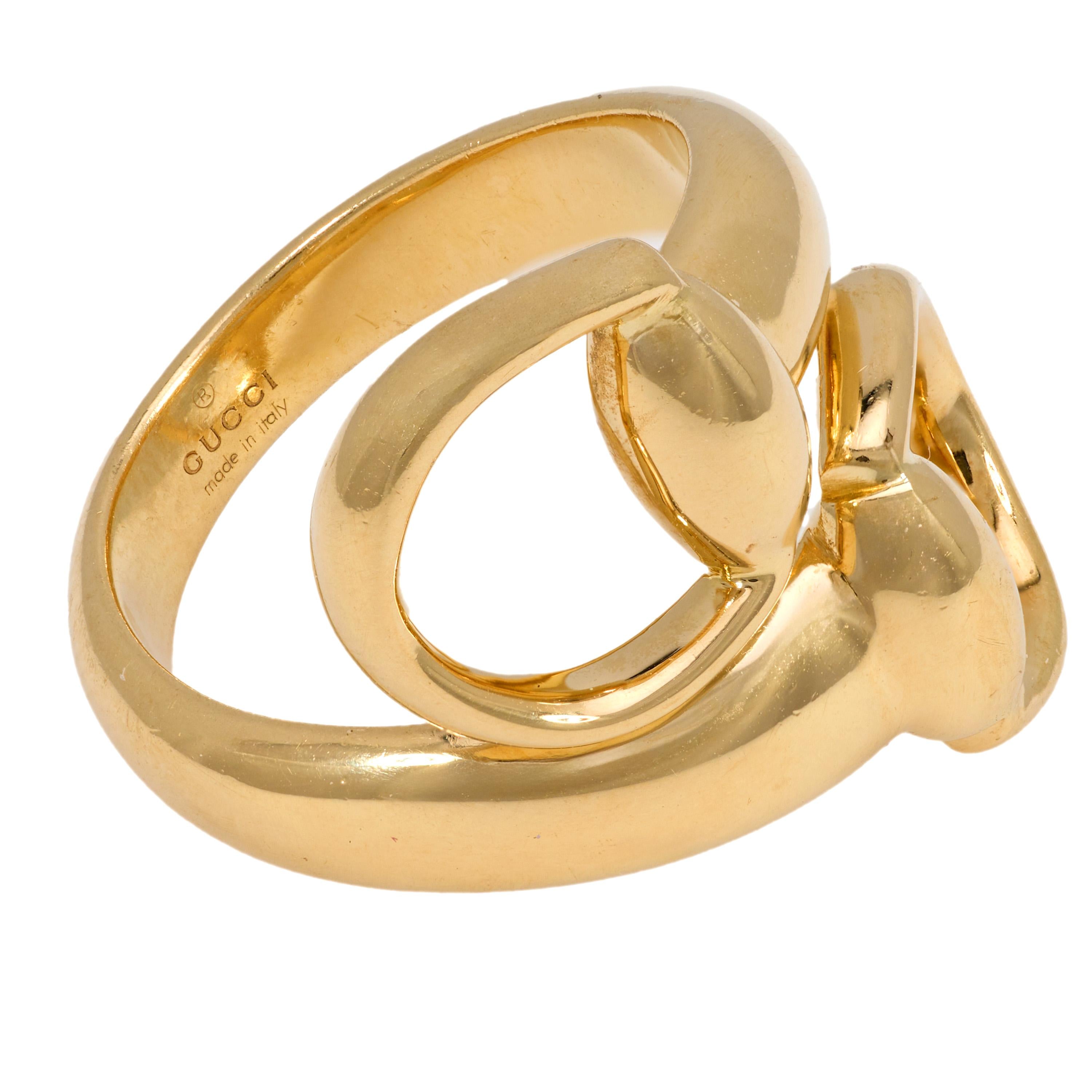Gucci Italy 18k Yellow Gold Horsebit Wrap Ring for Women | Luxury Fashion Jewelry Gift for Birthday, Anniversary & Special Occasions