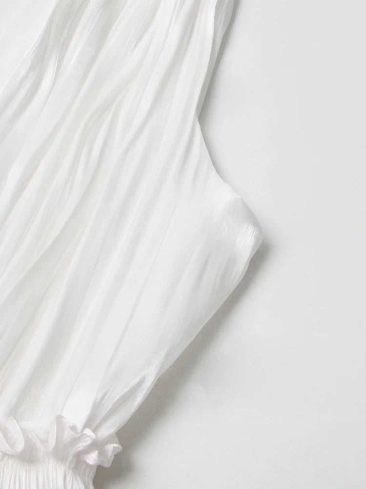Women's Backless Sleeveless Deep V-Neck High Waist Ruffled Hem Draped Dress - Solid Color Summer Dress 2023 | Perfect for Beach Parties, Date Nights & Cocktail Events