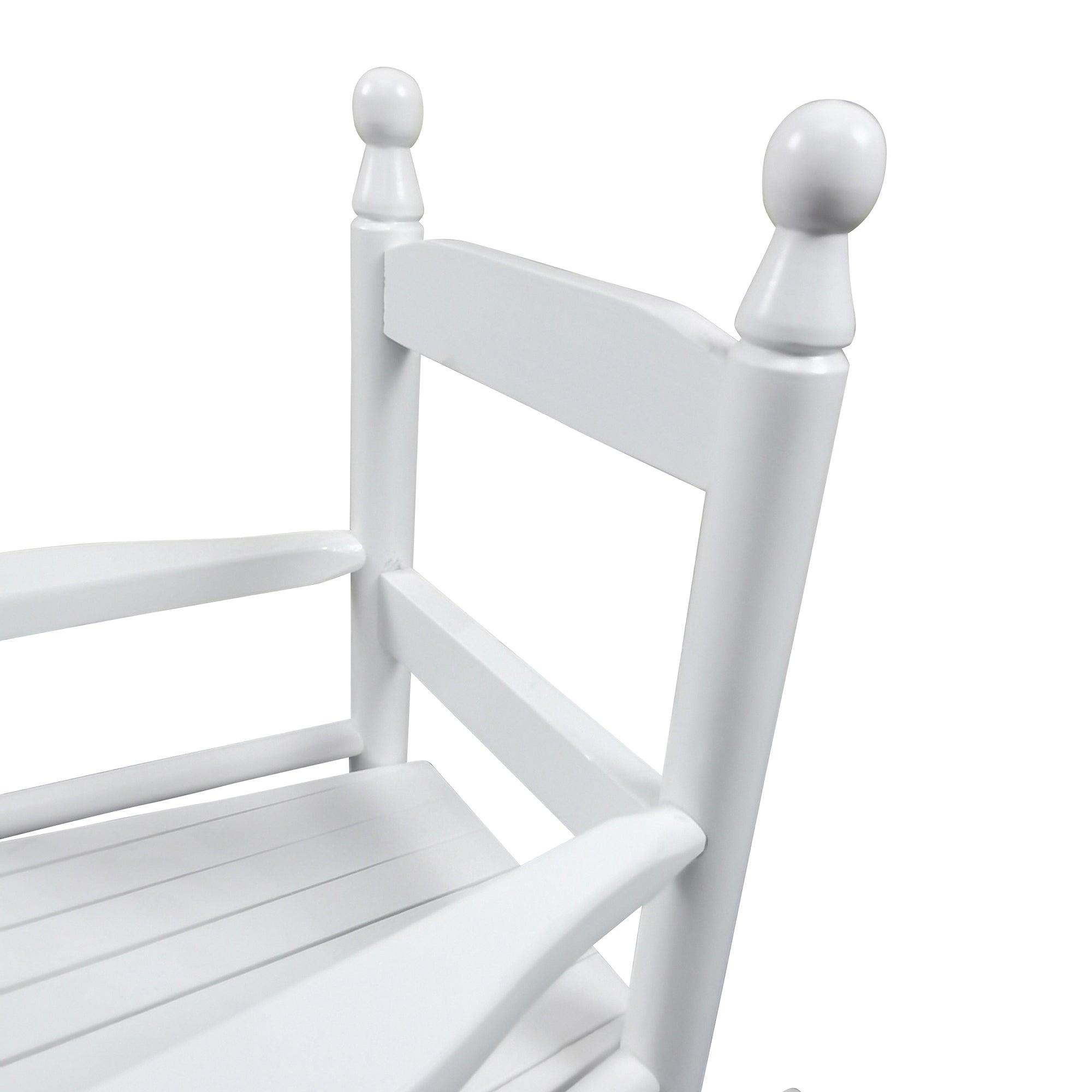 Kids Rocking Chair - White Indoor/Outdoor Durable Wooden Rocker for Children's Room, Nursery, Playroom, Garden & Patio