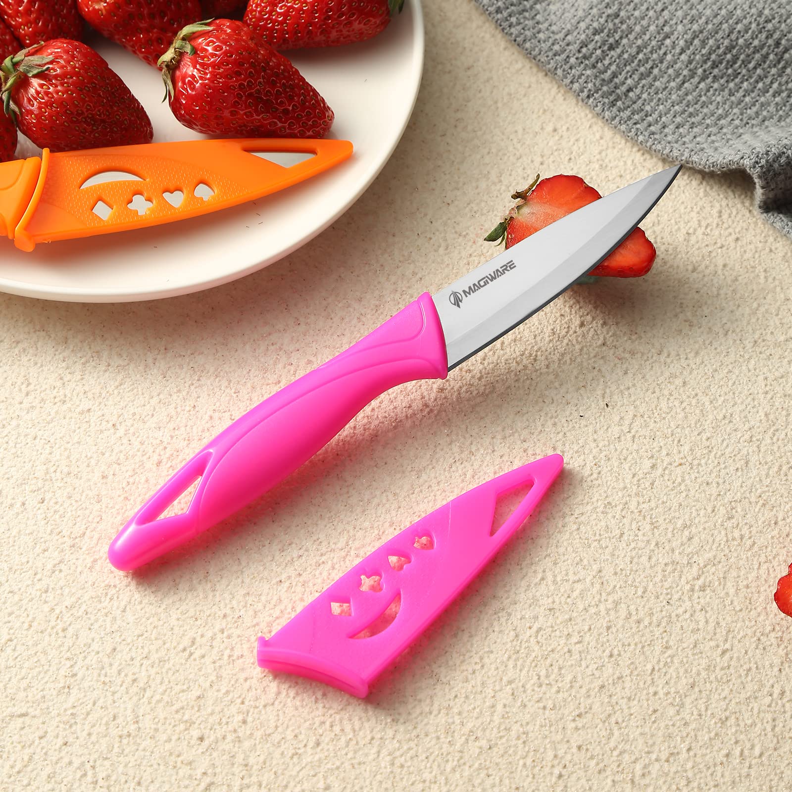 8PCS Ultra Sharp Paring Knife Set with Cover - 3.5 Inch Small Kitchen Knives for Vegetables, Fruits & Precision Cutting | Perfect for Meal Prep, Cooking & Crafting