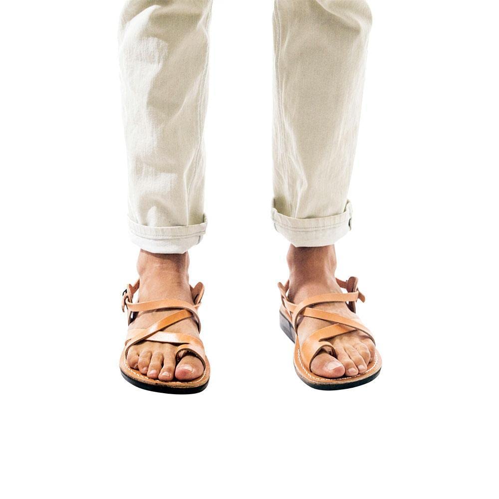 The Good Shepherd Buckle Leather Toe Loop Sandals for Men - Comfortable Casual Summer Footwear for Beach, Walking & Outdoor Activities