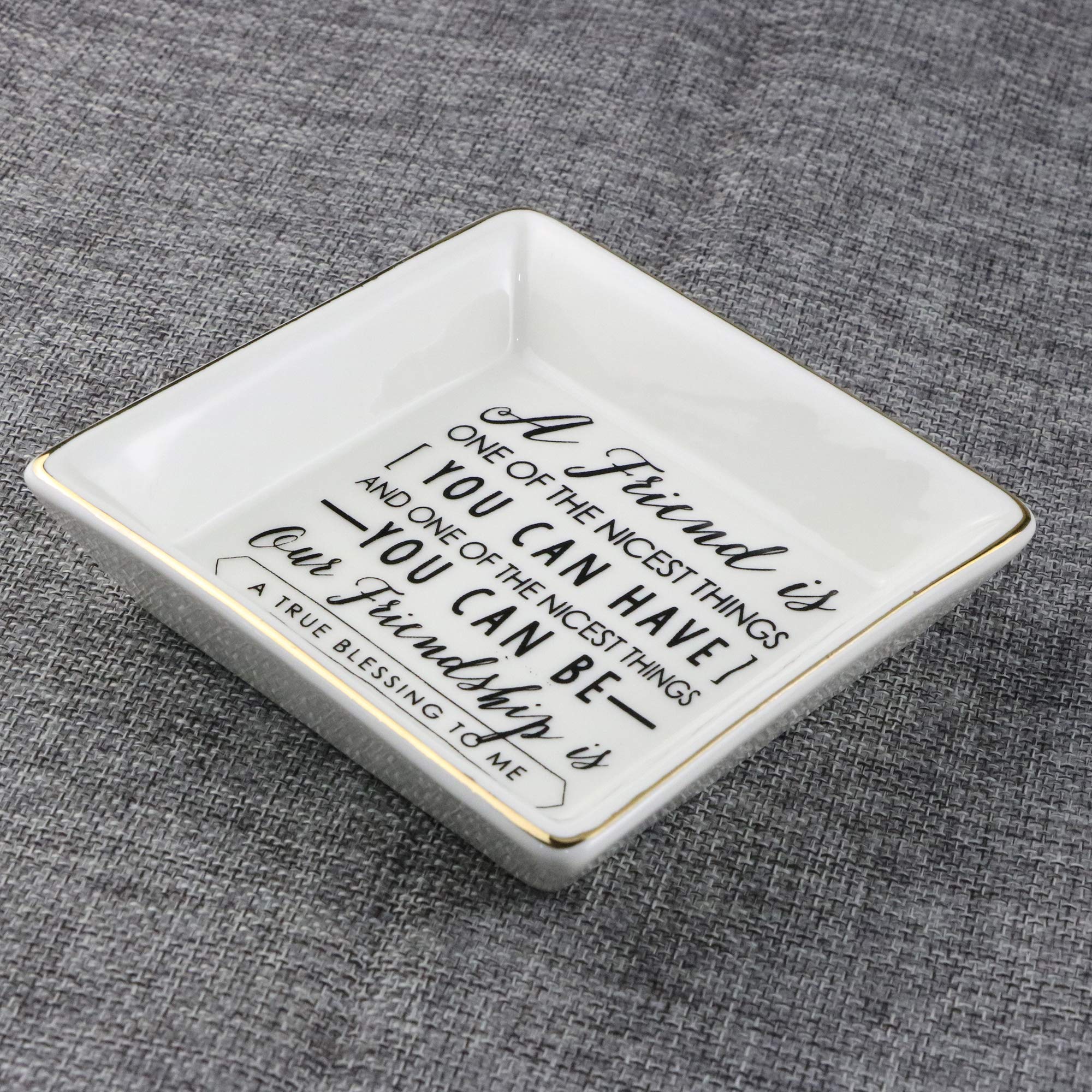 JoycuFF Friendship Gifts for Women - Unique BFF Jewelry Ring Trinket Dish, Perfect for Best Friend, Mother's Day, Birthday, Thanksgiving & Christmas - Ideal for Home Decor, Vanity Tray & Gift Giving
