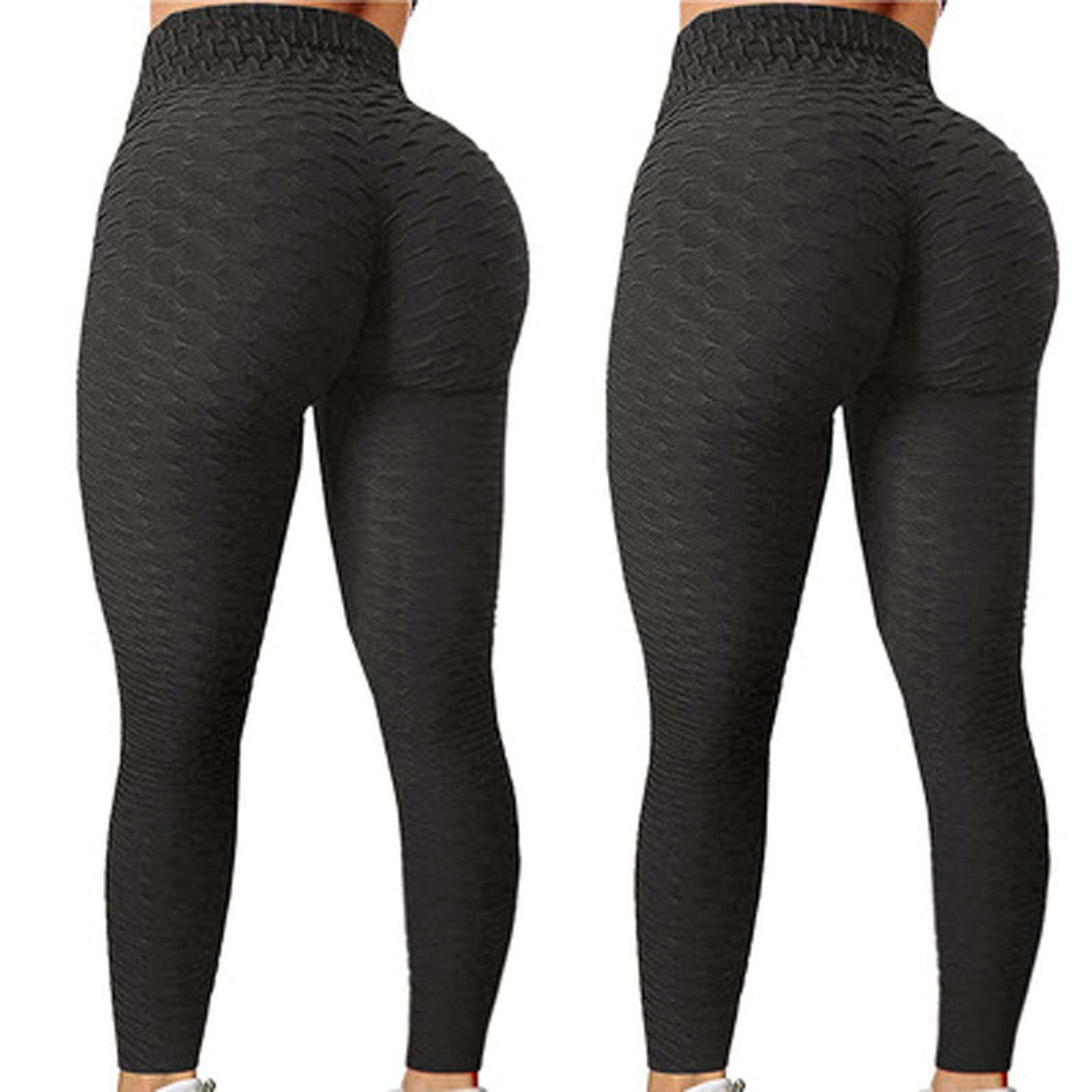 2-Pack Women's High Waist Yoga Pants with Tummy Control - Booty Lifting Scrunched Leggings for Workout, Running & Gym - Textured Tights for Women (Perfect for Yoga, Pilates & Lounge Wear)