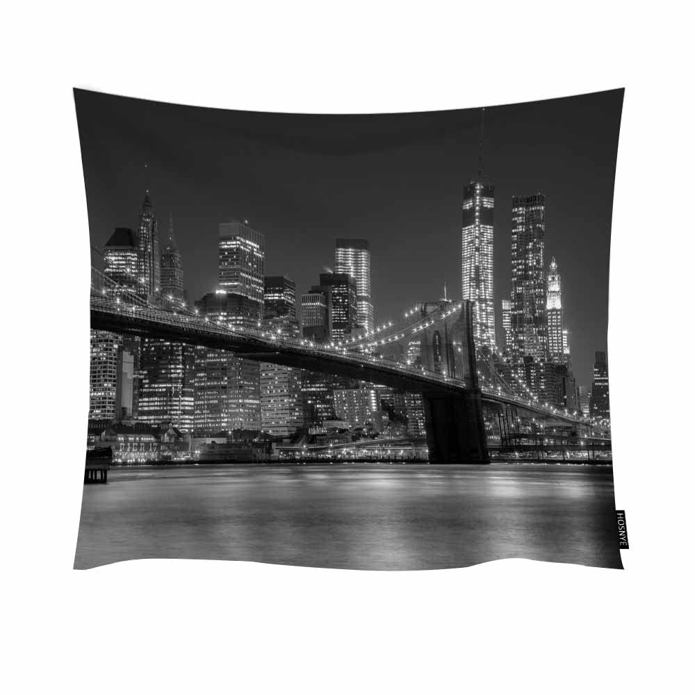 Brooklyn Bridge Tapestry Wall Hanging - 90x60 Inch NYC Skyline Art with Vibrant Night Lights, Modern Home Decor for Bedroom, Living Room & Dorm - Perfect for Urban Style, Boho Chic & Apartment Aesthetics