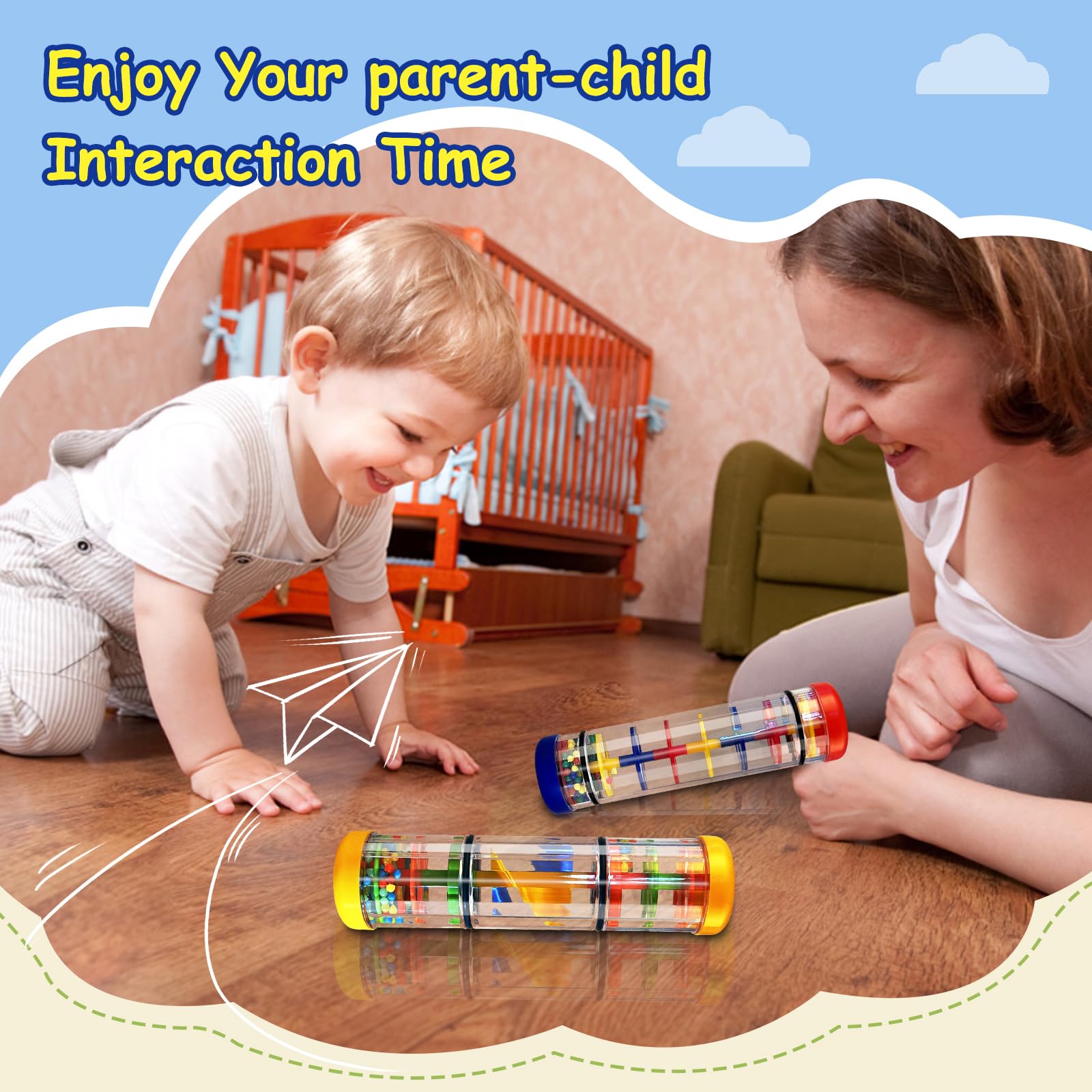 LOOIKOOS Rainmaker Rain Stick - Musical Sensory Toy for Babies & Toddlers, Developmental Baby Rattle Shaker Instrument with Soothing Raindrop Sounds - Perfect for Early Learning, Music Playtime & Sensory Exploration