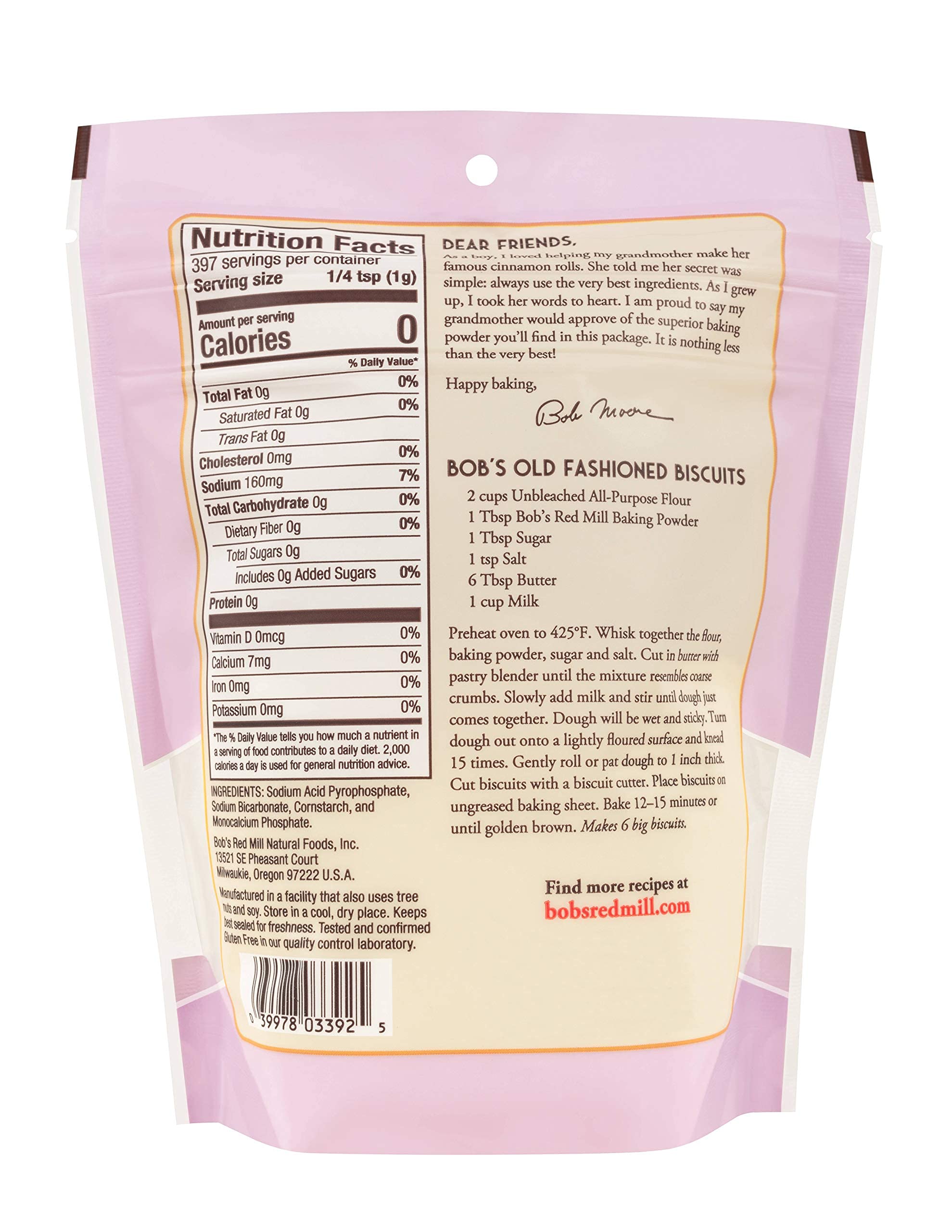 Bob's Red Mill Baking Powder - 14 Ounce (Pack of 2) | Aluminum-Free Double Acting Baking Powder for Cakes, Cookies & Bread | Perfect for Home Baking & Cooking