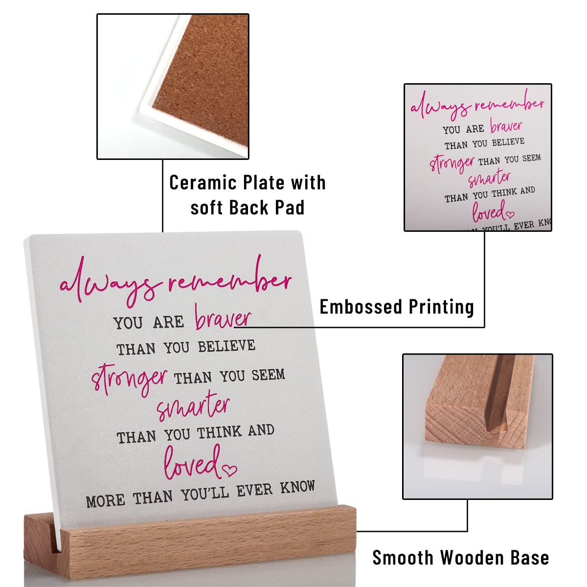 Inspirational Quote Gifts for Women - Motivational Plaque with Positive Sayings for Friends, Coworkers, Bestie, Son, Daughter, Niece, Nephew - Office & Home Desk Decor - Perfect for Encouragement, Graduation Gifts & Work Motivation