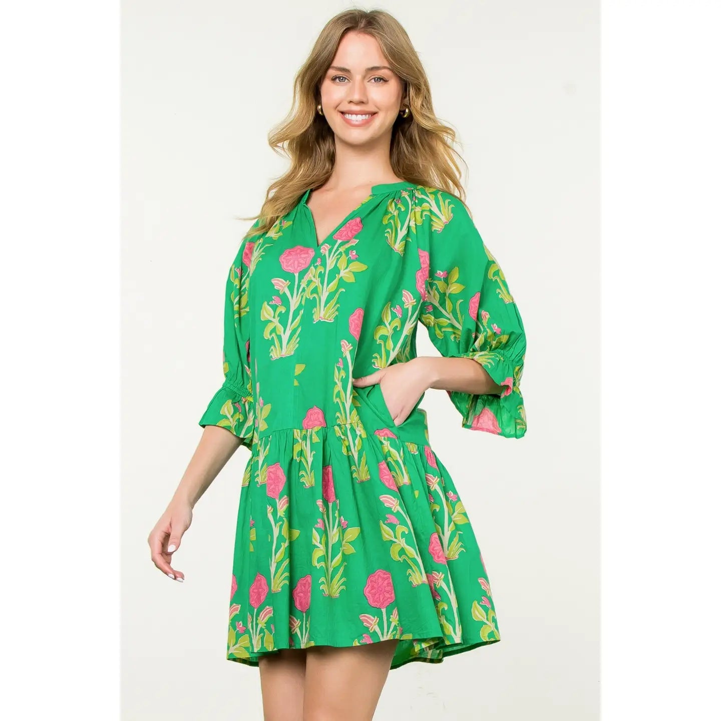 Etta Floral Dress for Women - Elegant Summer Flowy Maxi Dress with V-Neck & Ruffle Sleeves - Perfect for Beach Vacation, Wedding Guest, Party & Date Night