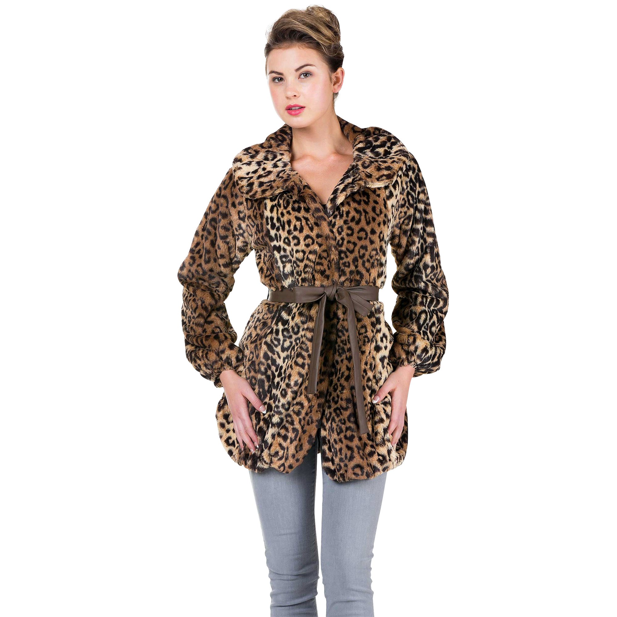 Stylish MELODY Faux Fur Long Sleeve Jacket with Adjustable Faux Leather Belt - Winter Fashion Outerwear for Women | Perfect for Parties, Dates & Cold Weather