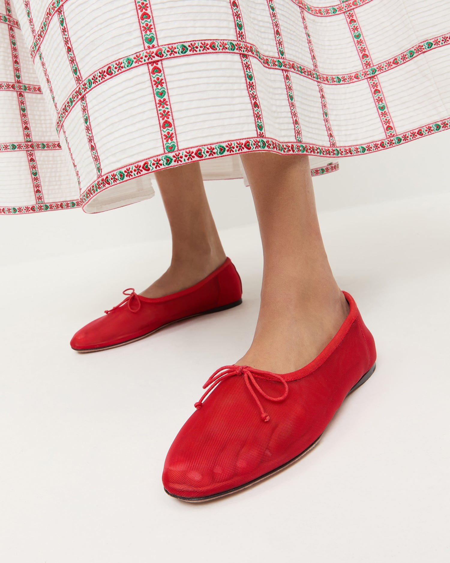 Landon Red Mesh Ballet Flats for Women - Comfortable & Breathable Slip-On Shoes - Perfect for Dance, Work & Casual Wear