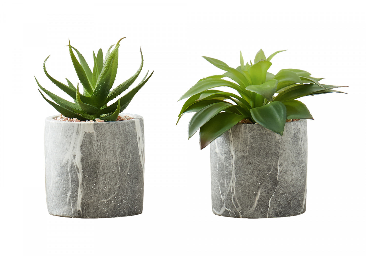 7 Succulent Plants with 4 Marble-Look Pots - Green Set of 2 | Perfect for Home Decor, Office Desk & Gift Ideas