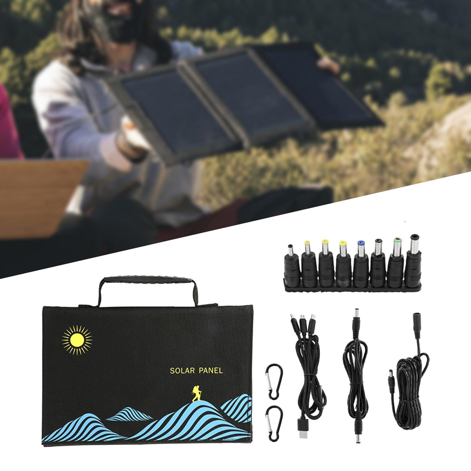 Foldable Waterproof Solar Panel Charging Bag - Portable Travel Backpack for Outdoor Hiking, Camping & Emergency Power Supply | Black Solar Power Storage Bag for Phones, Tablets & USB Devices